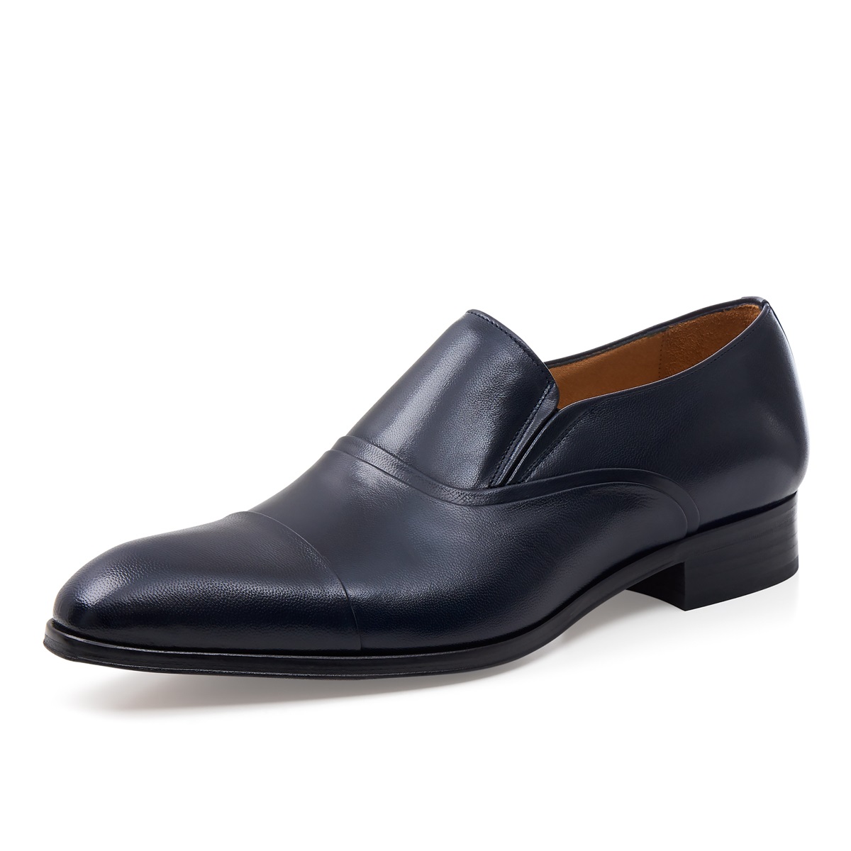 Men's EYE Plain Slip-On Toe Cap Leather Shoes TS 35 - Navy