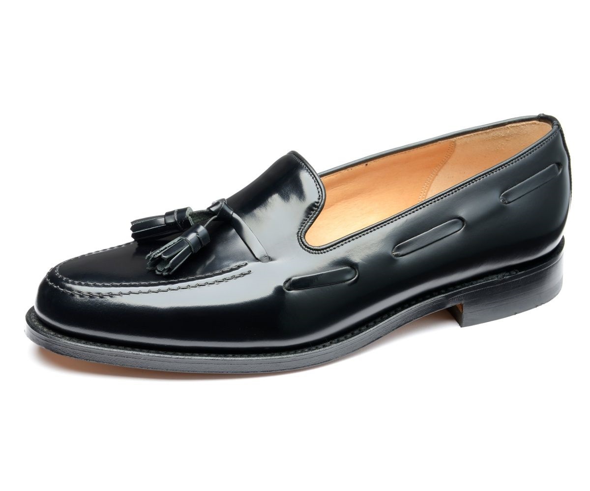 Men's LOAKE Lincoln Classic Tassel Leather Loafer Shoes - Black