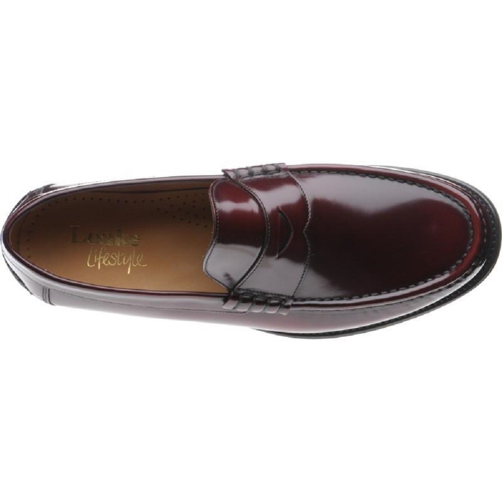 Men's Loake Kingston Penny Loafer Leather Shoes - Burgundy