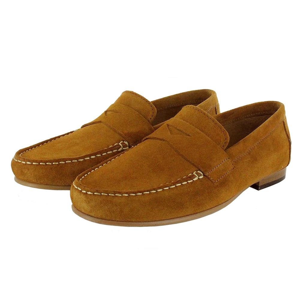 Men's John White Headley Leather Suede Moccasin Shoes - Whisky