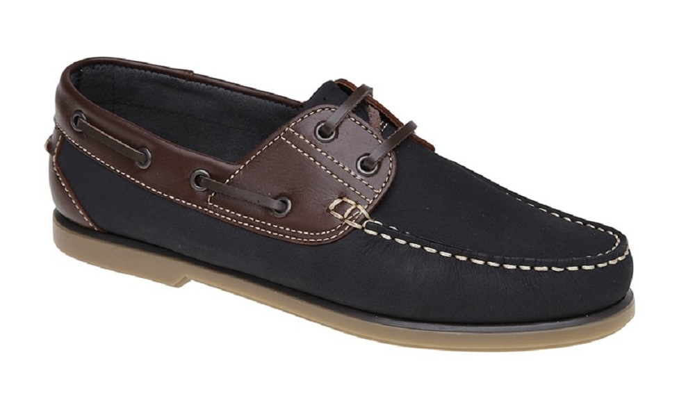 Men's DEK Tony Deck Nubuck Leather Shoes - Navy / Brown