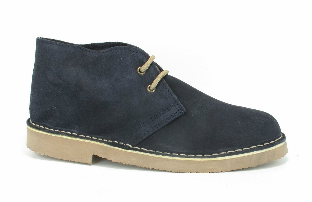 Boys ROAMERS Leather Suede Desert Boots - Navy